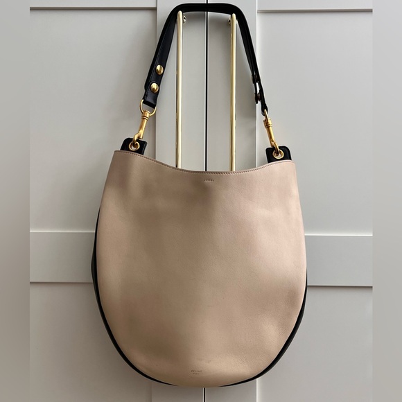 Celine Handbags - RARE Celine Phoebe Philo Ivory Bi-color Smooth
Calfskin Leather Medium Hobo Bag